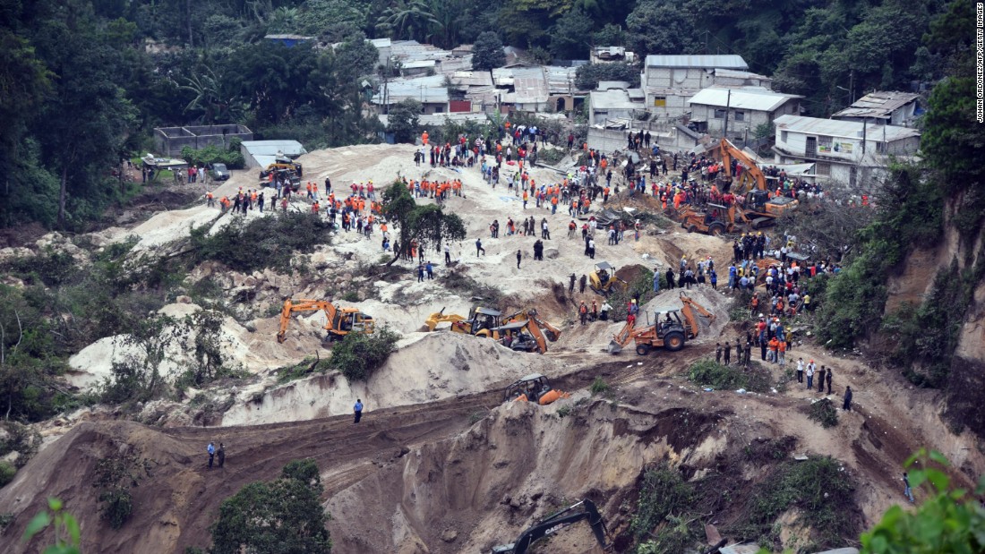 वर्षासँगै गएको पहिरो जाँदा ग्याटेमालामा १५० जनाको मृत्यु