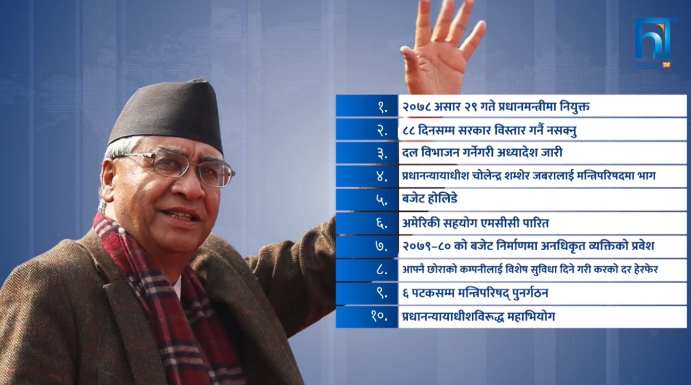 देउवा नेतृत्वमा सरकार बनेको एक वर्ष पूरा, विवादै-विवादमा सरकार (भिडियो रिपोर्टसहित)